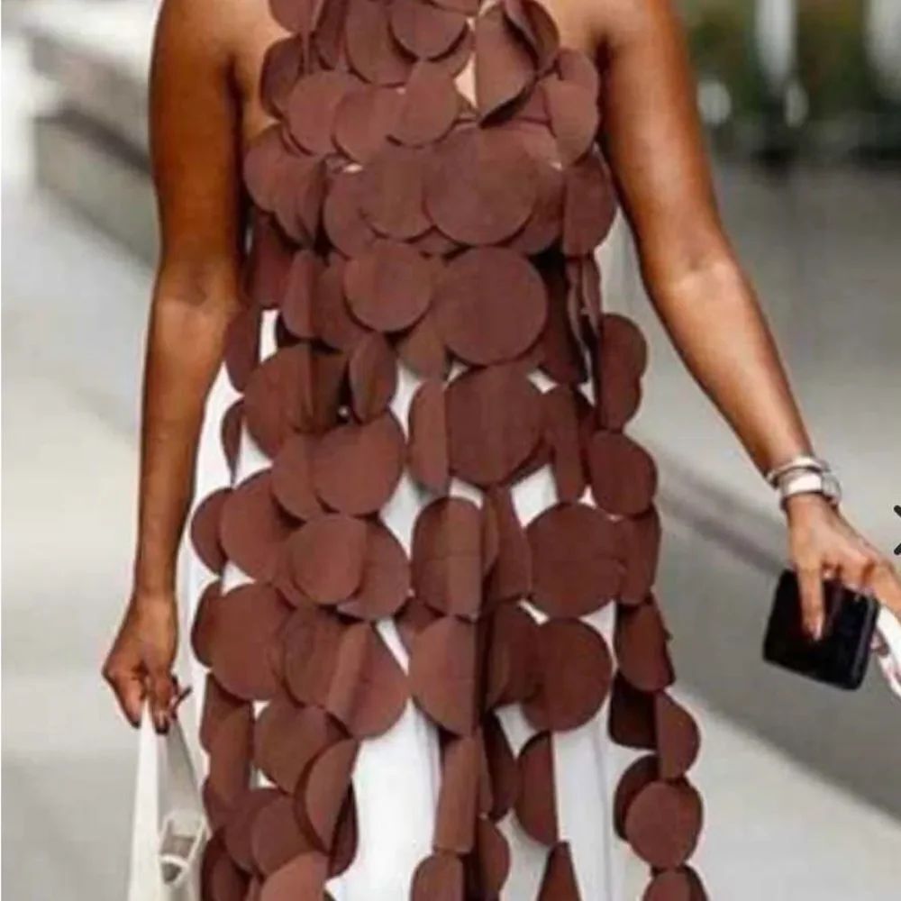 Brown Circle Pattern backless top